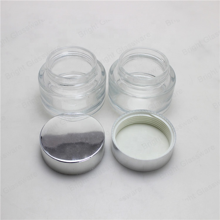 High quality 100ml square cosmetic cream glass jar with silver cap