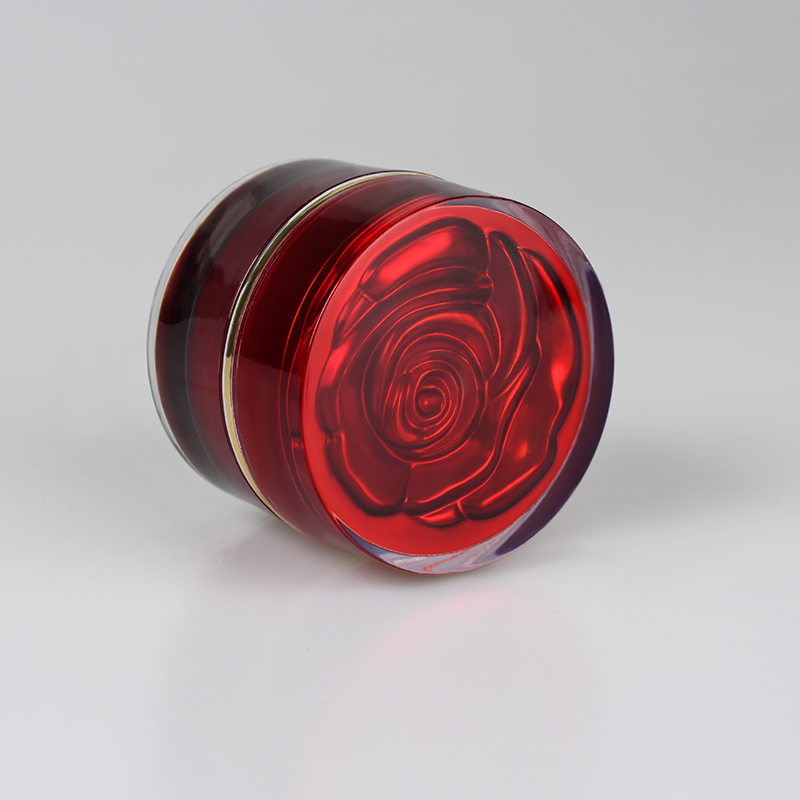 High quality 10g 15g 30g white gold purple cosmetic container acrylic cream jar with rose carving lid