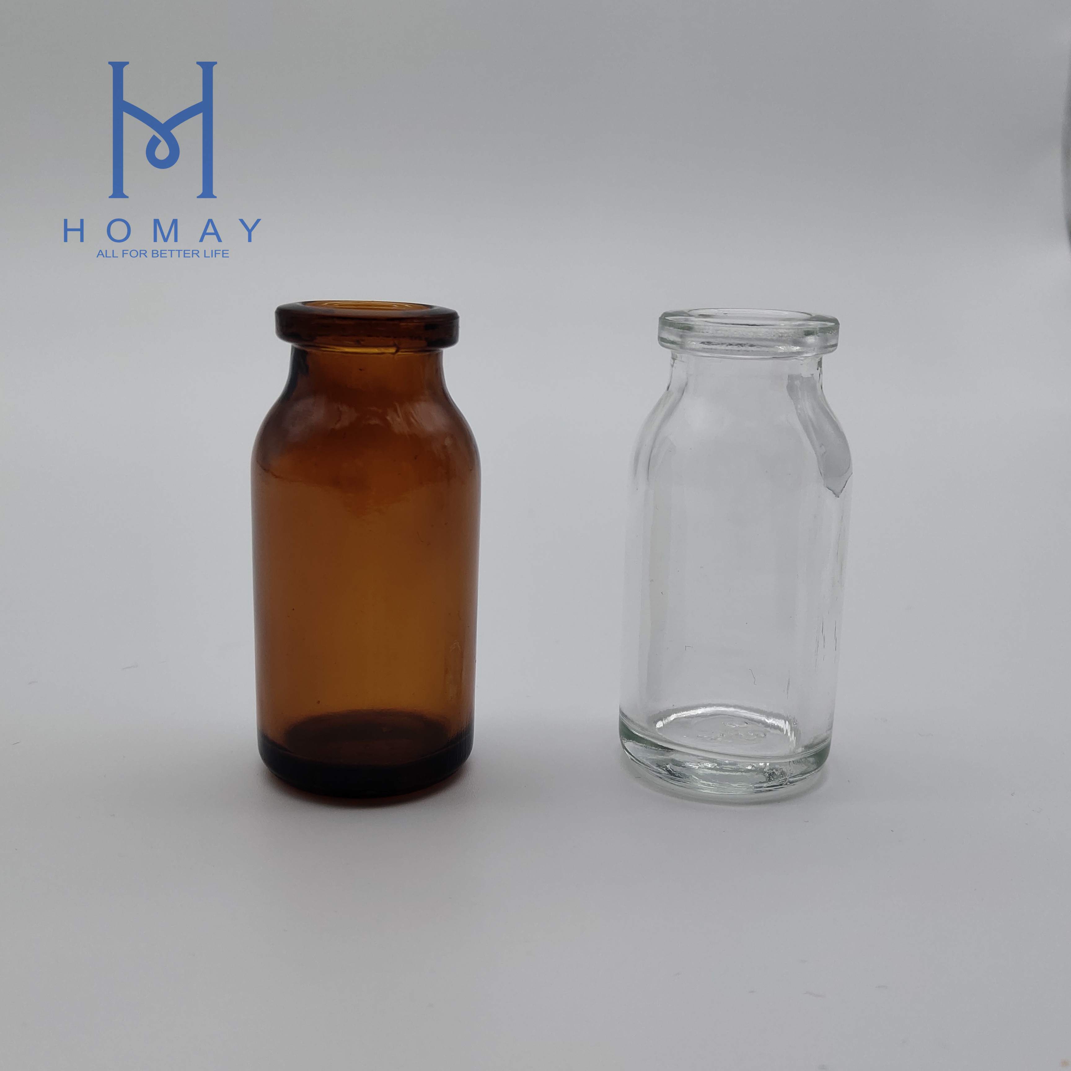 High quality 10ml amber clear sterile molded injection glass vials with rubber stopper