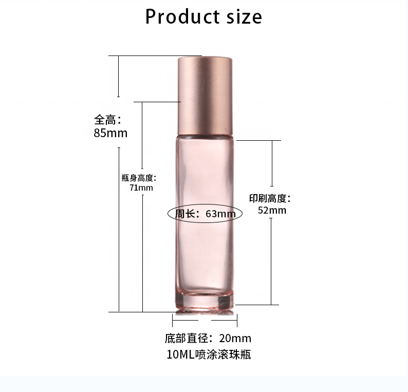 High quality 10ml frosted clear rose gold thick bottom glass essential oil roller bottle perfume container for cosmetic