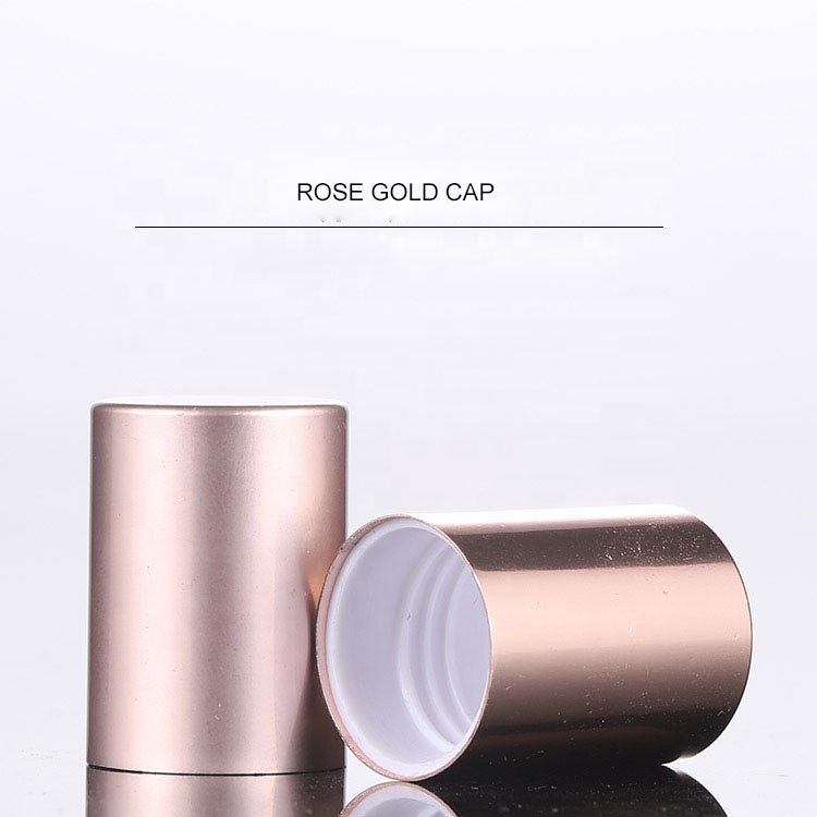 High quality 10ml frosted clear rose gold thick bottom glass essential oil roller bottle perfume container for cosmetic