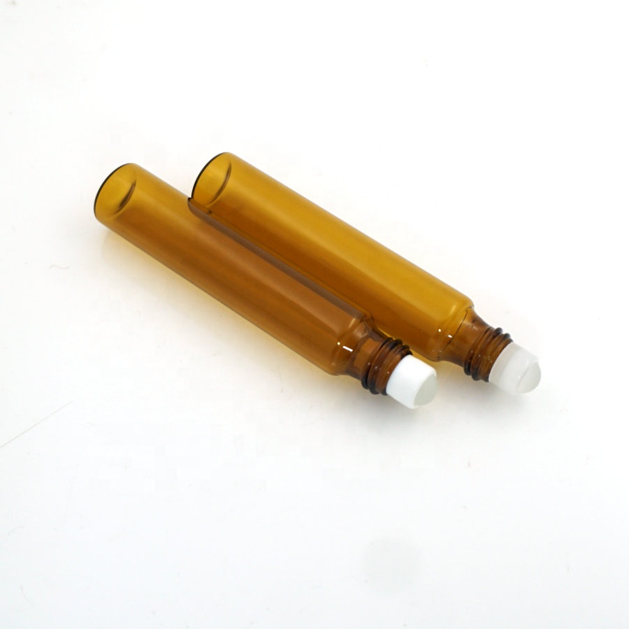 High quality 10ml skincare cream amber perfume glass roller bottle with golden cap