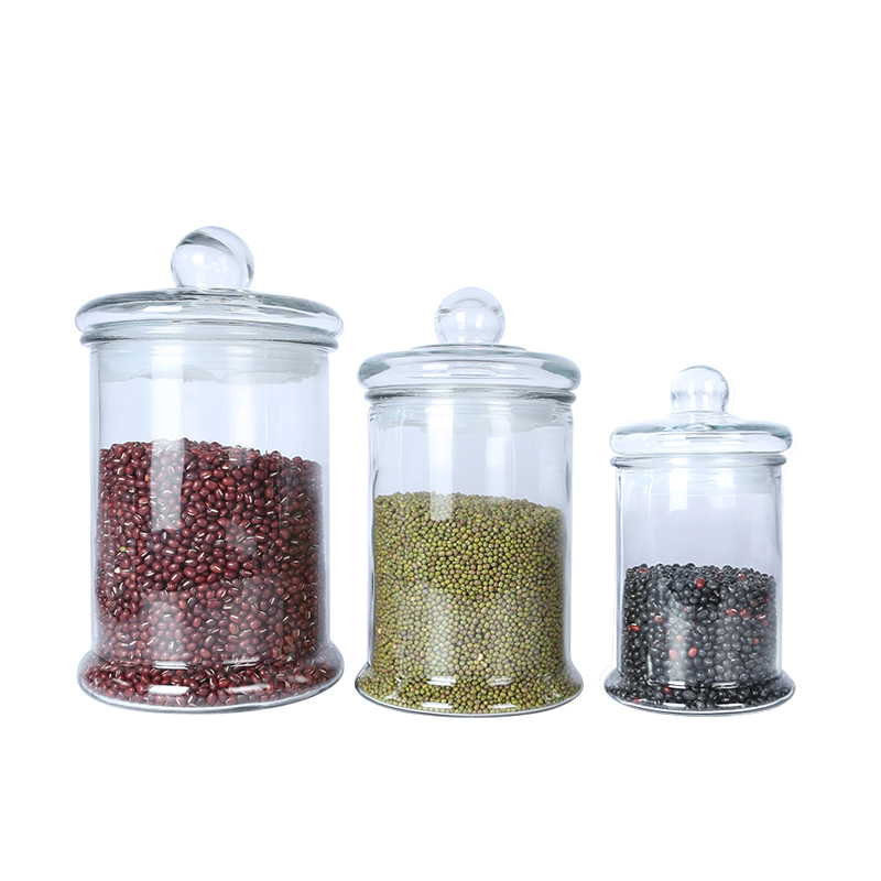 High quality 150ml 350ml 750ml round sealed glass storage jar with lid for tea grains