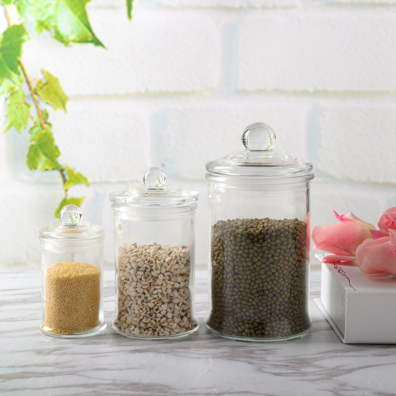 High quality 150ml 350ml 750ml round sealed glass storage jar with lid for tea grains