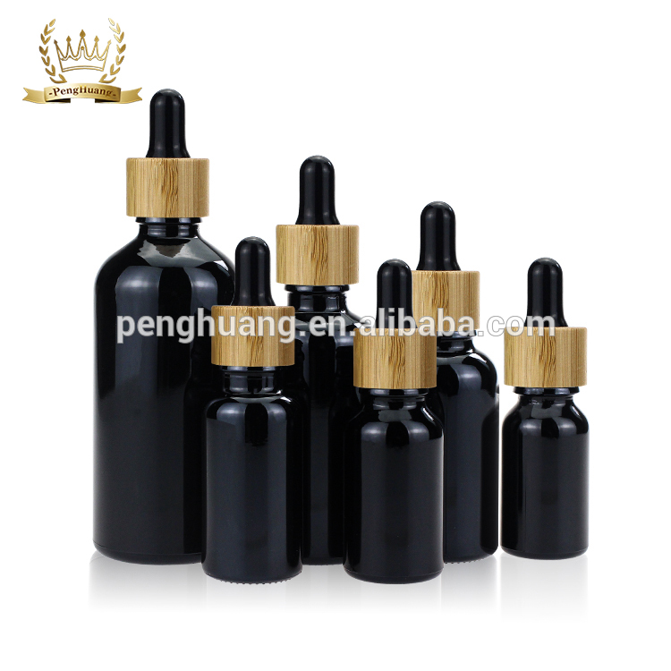 High quality 15ml 20ml 30ml 50ml 60ml luxury glass bottles essential oil bottle dropper black glass bottle Customized Wholesales