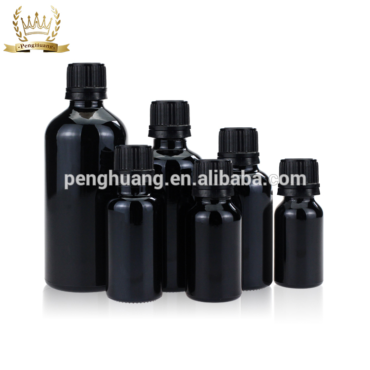 High quality 15ml 20ml 30ml 50ml 60ml luxury glass bottles essential oil bottle dropper black glass bottle Customized Wholesales