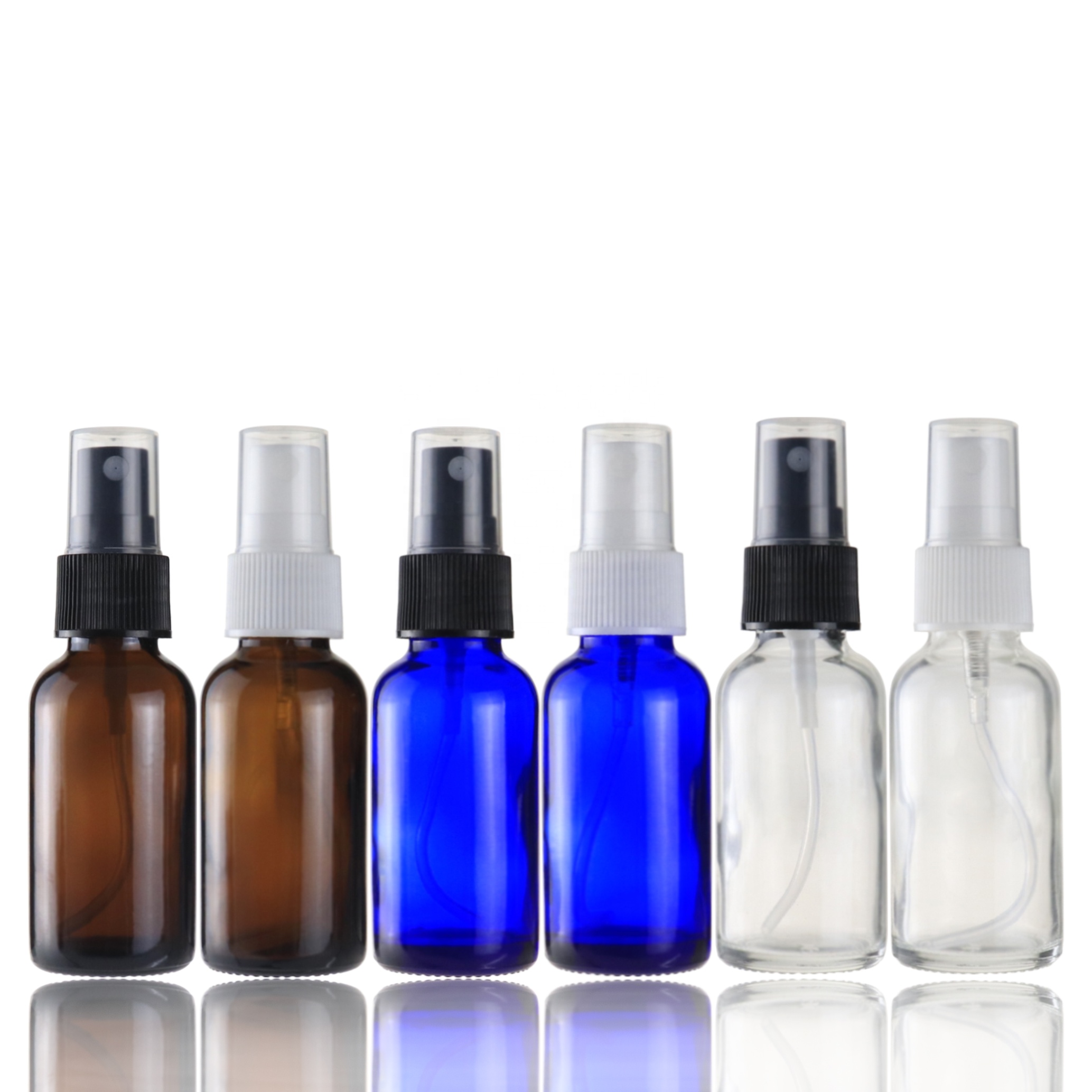 High quality 15ml 30ml 60ml amber round cosmetic perfume glass spray bottles with fine mist spray