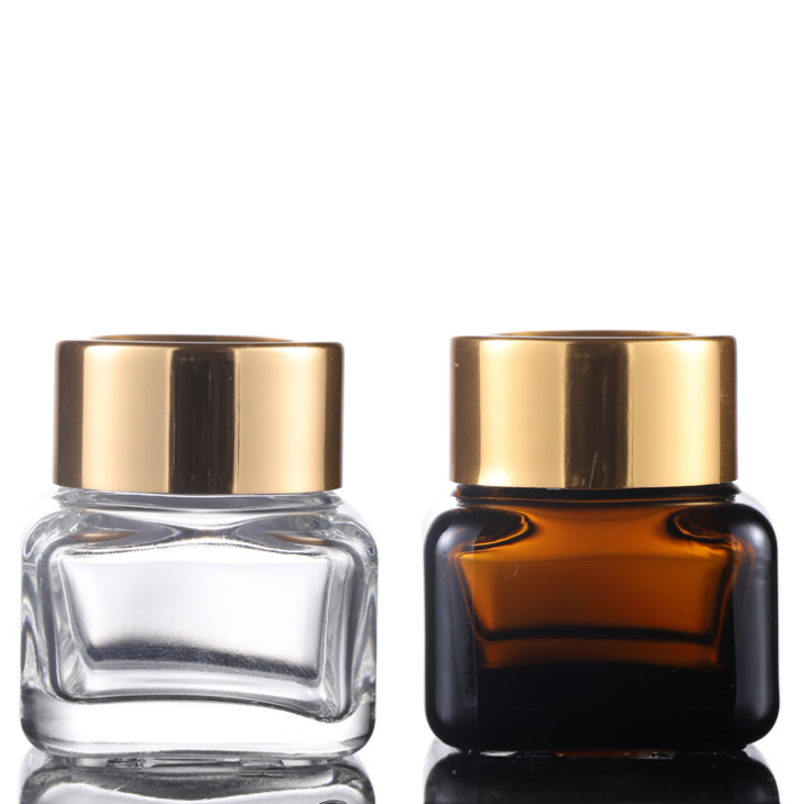 High quality 15ml unique square face cream glass jar container