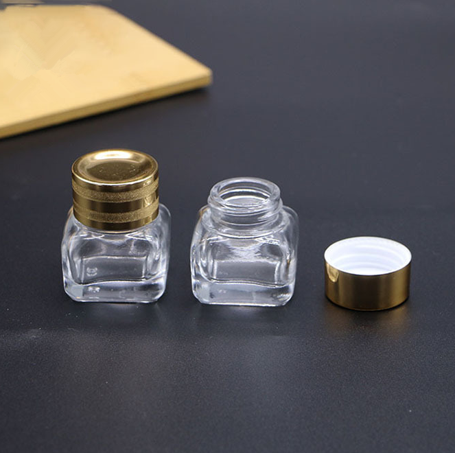 High quality 15ml unique square face cream glass jar container