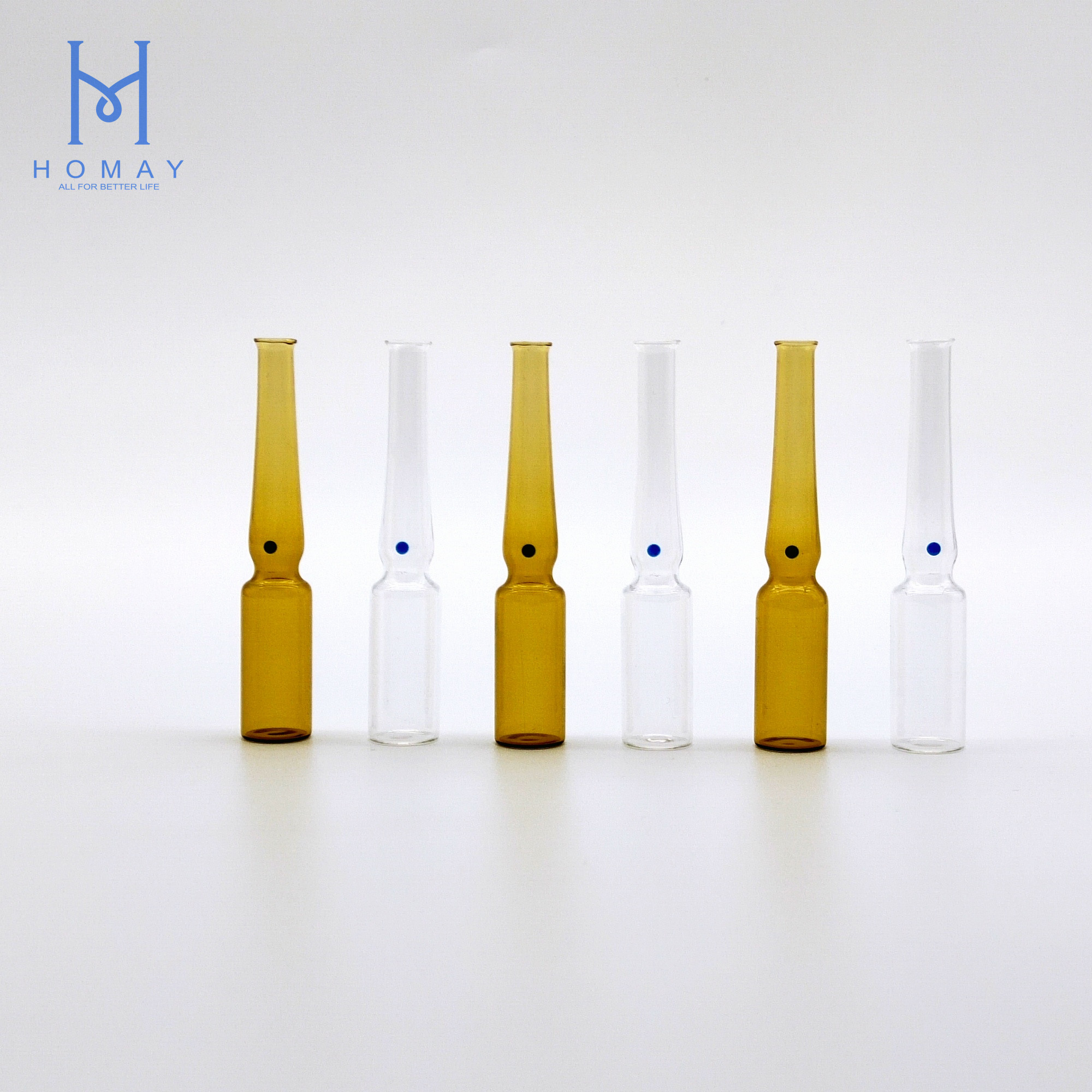 High quality 1ml 2ml 3ml 5ml 10ml empty pharmaceutical glass ampoules for injection confirmed with YBB/ISO Standard