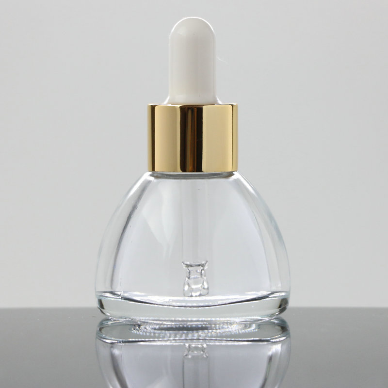 High quality 1oz 30ml 2oz 60ml clear glass sharp pipette dropper bottles with black white aluminimu top