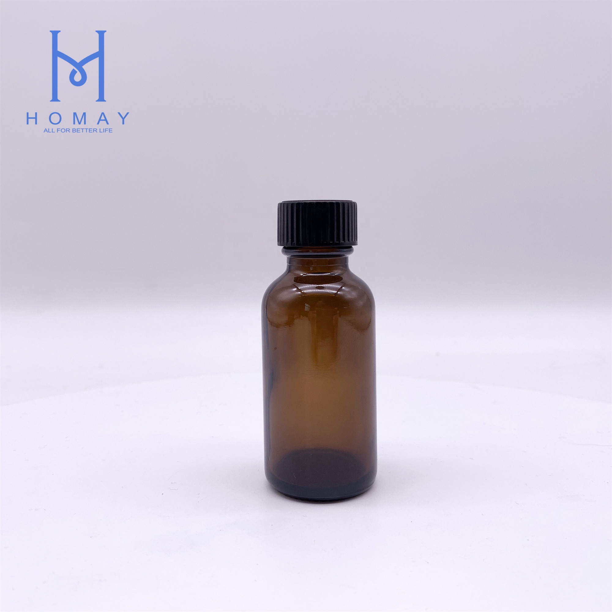 High quality 1oz/30ml Amber glass boston round glass bottle essential oil glass bottle