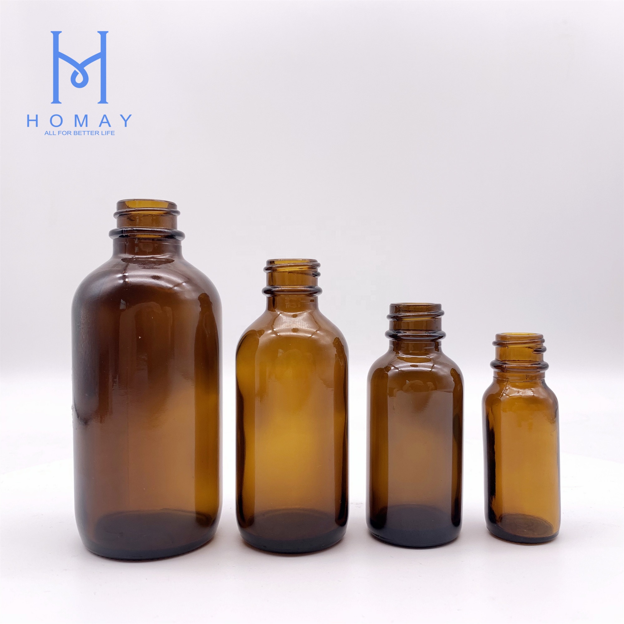 High quality 1oz/30ml Amber glass boston round glass bottle essential oil glass bottle