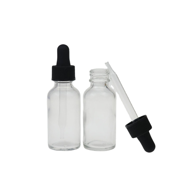 High quality 1oz 30ml boston amber clear sharp pipette glass dropper bottles