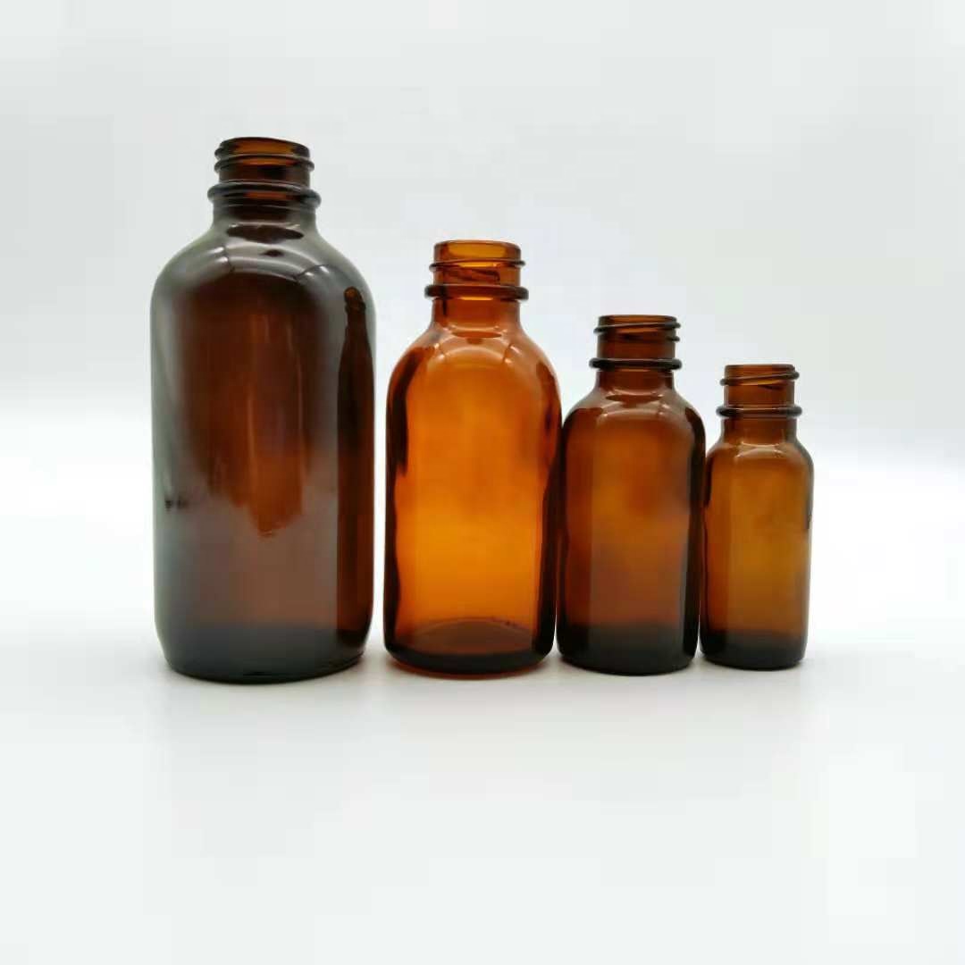 High quality 1oz Boston amber glass bottle for liquid