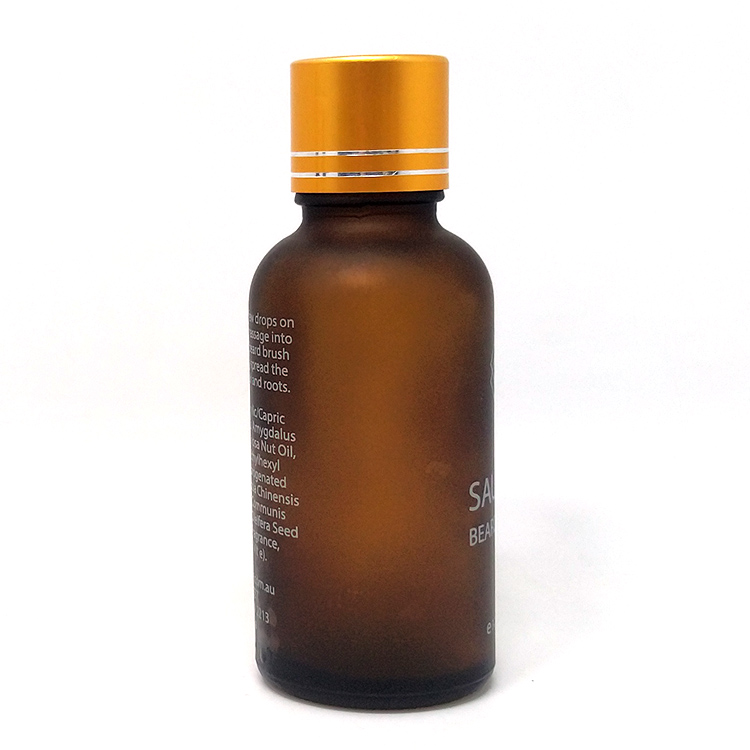 High quality 1oz essential oil frosted amber glass dropper bottle with aluminum screw lid
