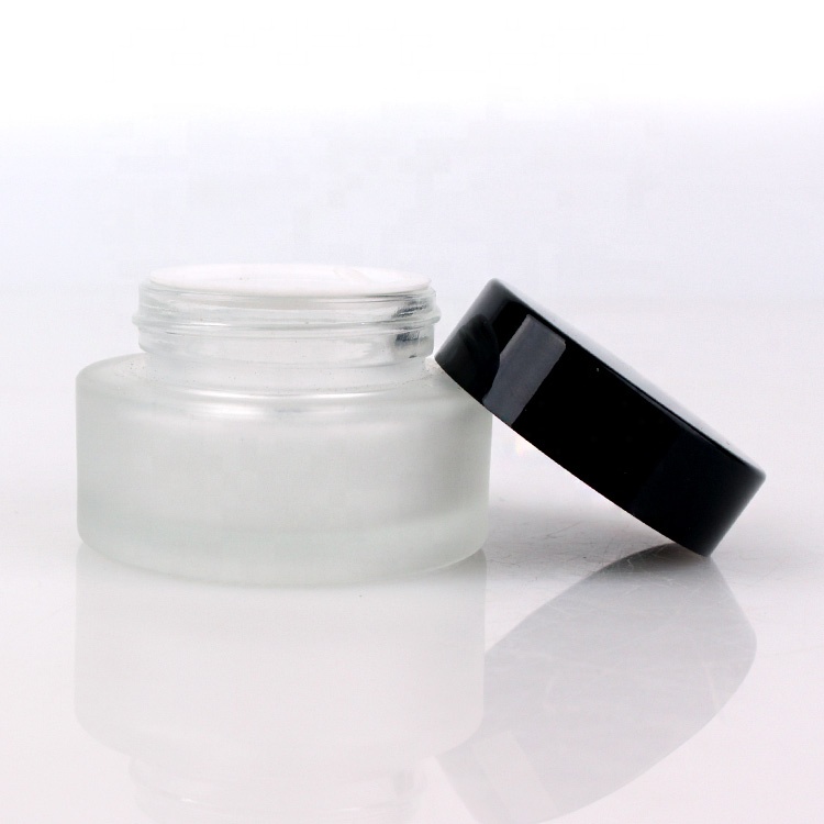 High quality 1oz frosted glass cream cosmetic jar for skin care