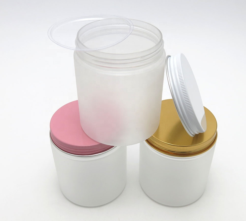High quality 250g 250ml frosted cream plastic jar with aluminum lids