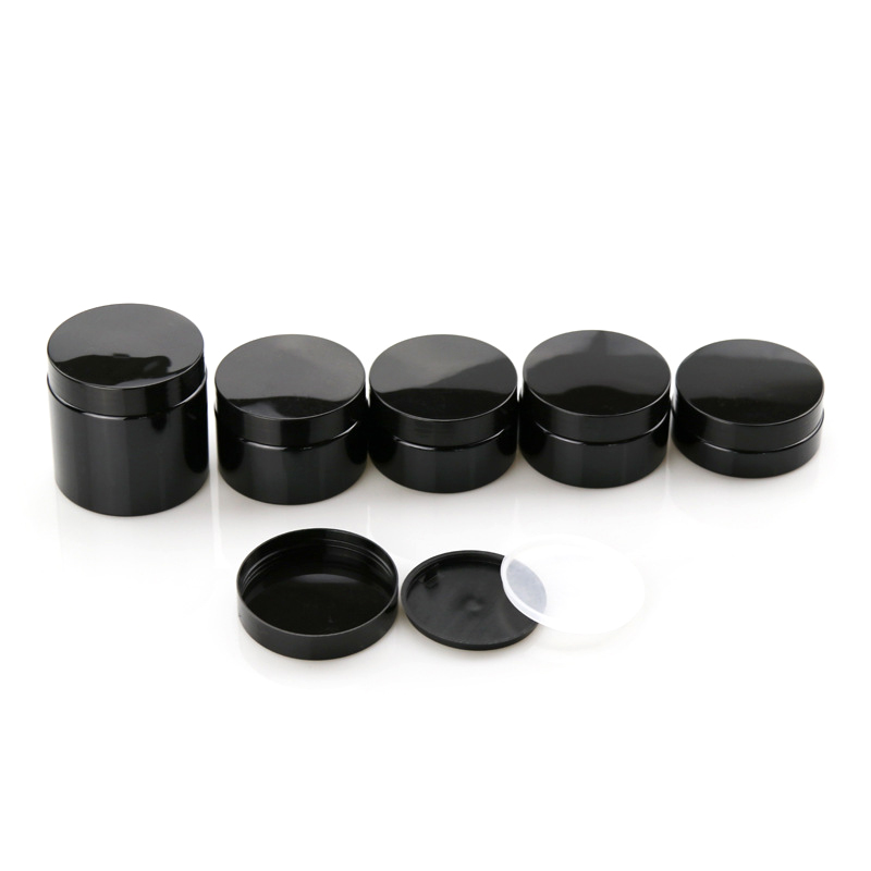 High quality 250g black plastic cosmetic container black pet cream jar and lids