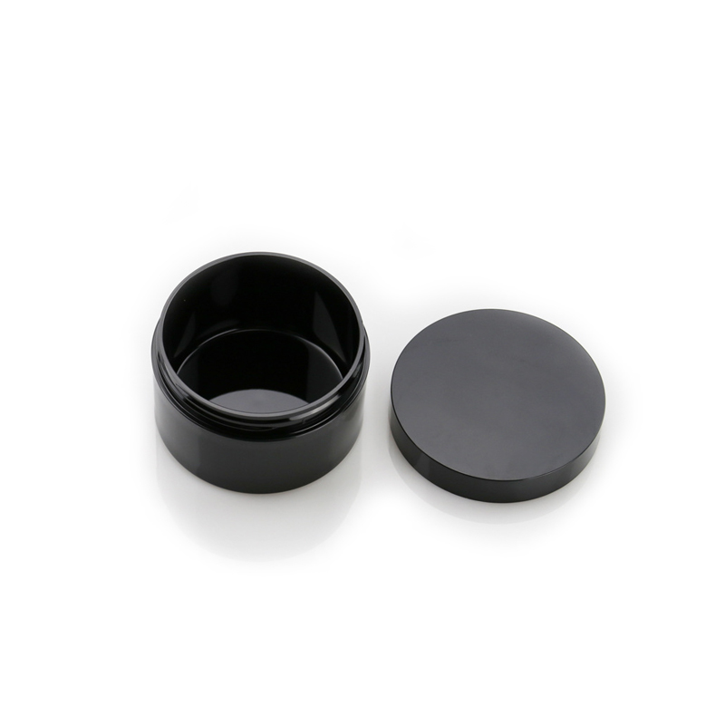 High quality 250g black plastic cosmetic container black pet cream jar and lids