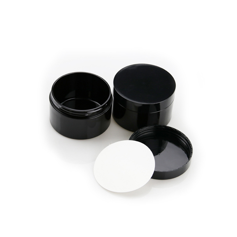 High quality 250g black plastic cosmetic container black pet cream jar and lids