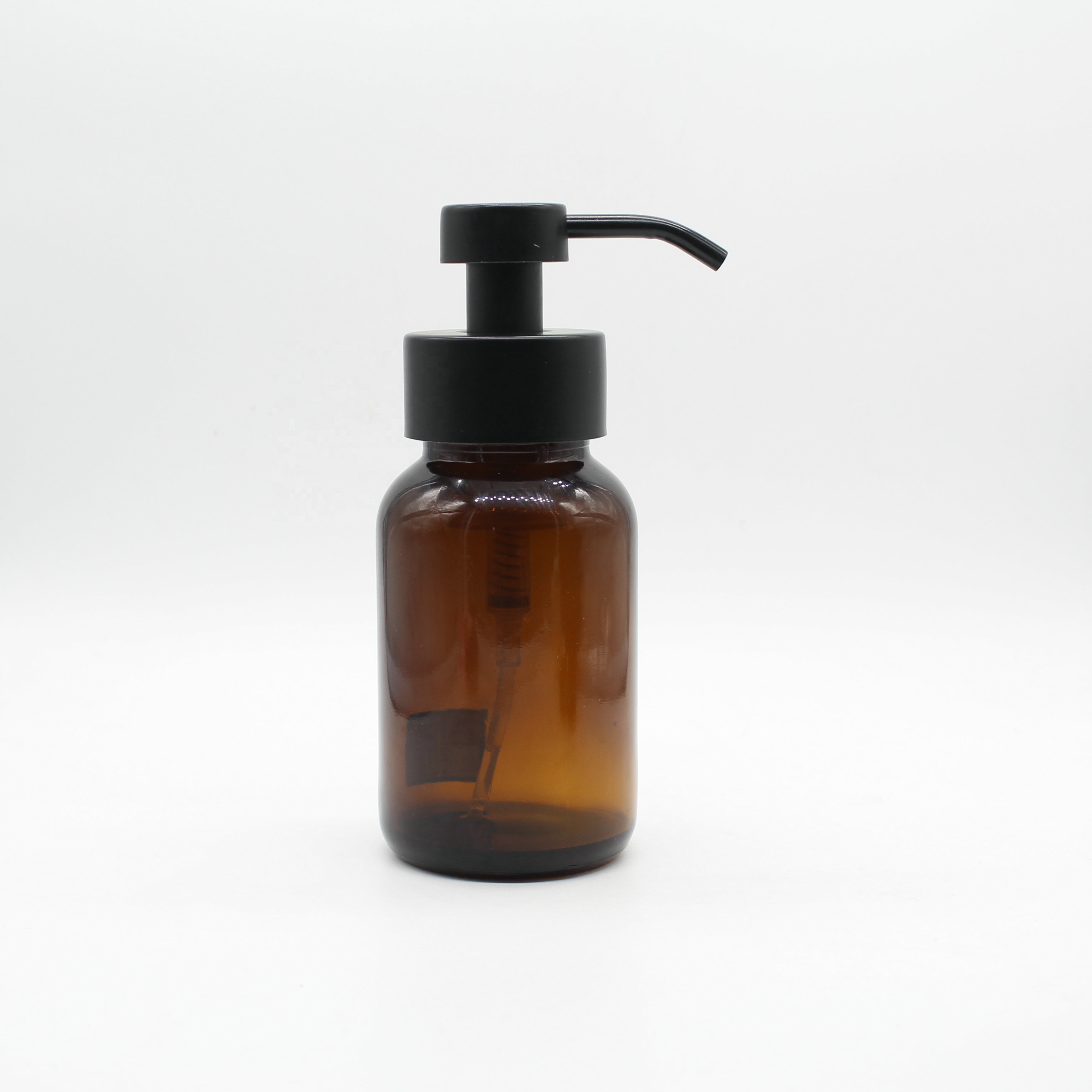 High quality 250ml amber round hand washing glass bottle with pump