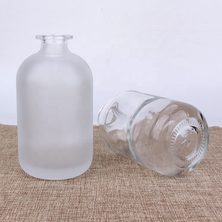 High quality 250ml clear round wine juice glass bottle with wood lid