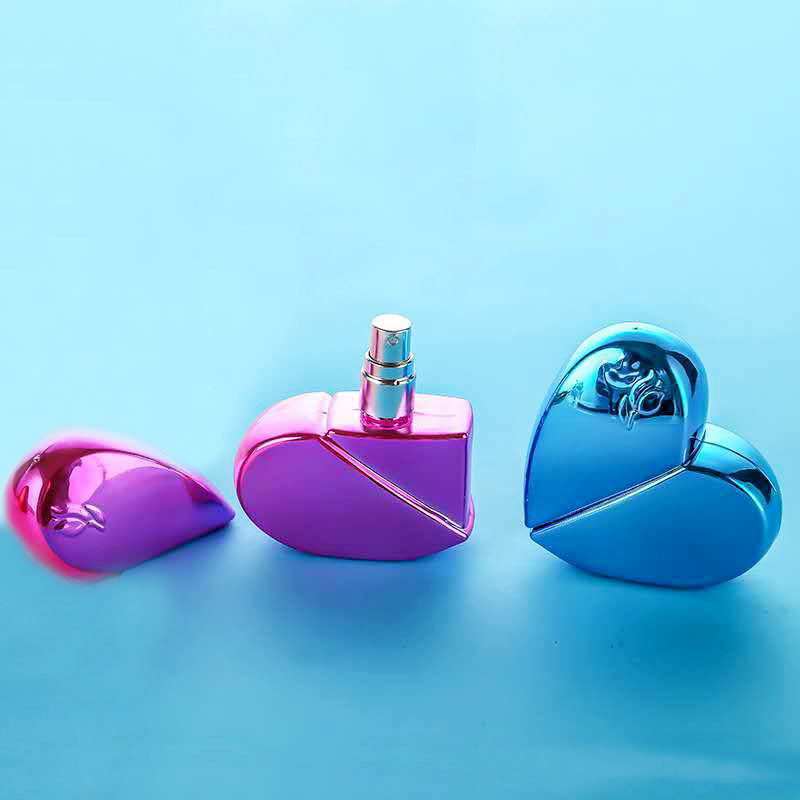 High quality 25ml heart shape mini portable travel refillable pump sprayer perfume bottle for perfume