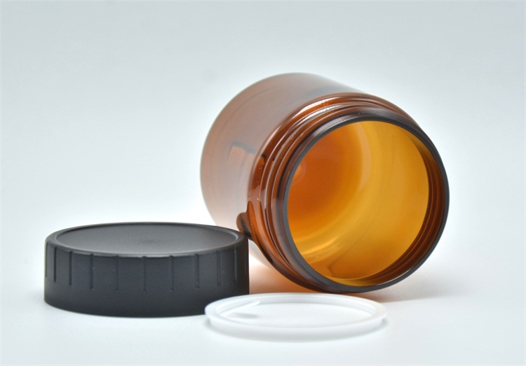High quality 3.3oz 100G PET plastic amber cosmetic jar with black cap