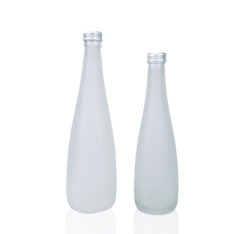 High quality 300ml 500ml long neck wine beverage glass frosted bottle with screw cap