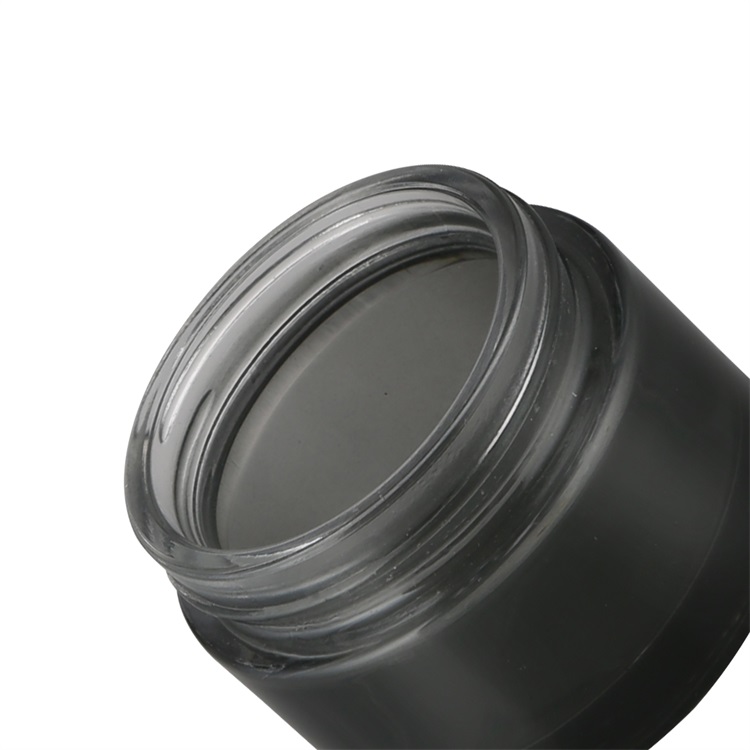 High quality 30g 50g 60g glass cosmetic jar frosted black cosmetics glass jar with aluminum gold lid