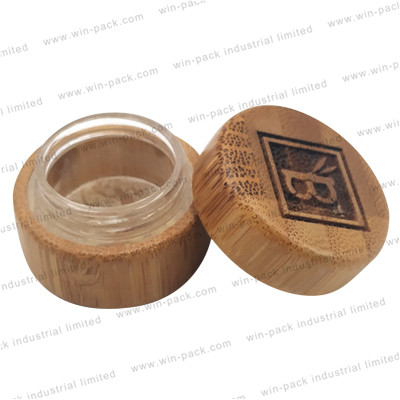 High quality 30g cosmetic luxury body cream glass jar with bamboo cover