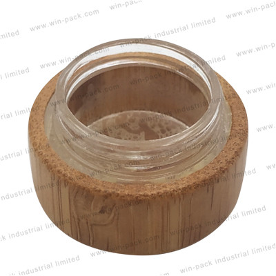 High quality 30g cosmetic luxury body cream glass jar with bamboo cover