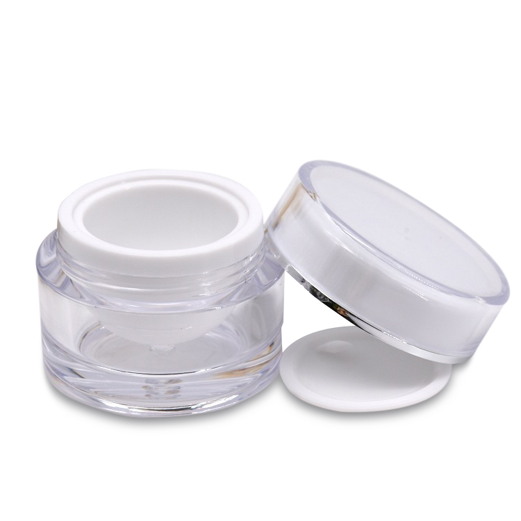 High quality 30ml 50ml 100ml clear frosted double walled round cosmetic facial cream acrylic jar