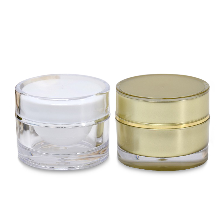High quality 30ml 50ml 100ml clear frosted double walled round cosmetic facial cream acrylic jar