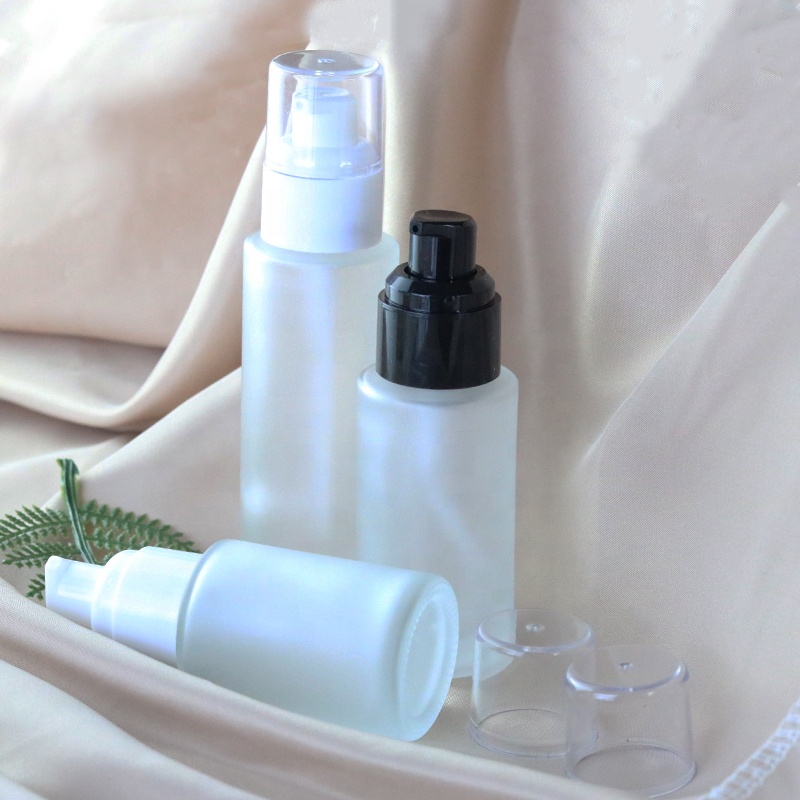 High quality 30ml 50ml 60ml Cylindrical  frosted glass makeup base bottle  (EPG23)