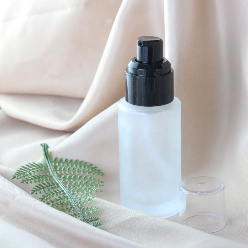 High quality 30ml 50ml 60ml Cylindrical frosted glass makeup base bottle (EPG23)