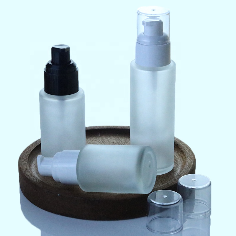 High quality 30ml 50ml 60ml Cylindrical frosted glass makeup base bottle (EPG23)