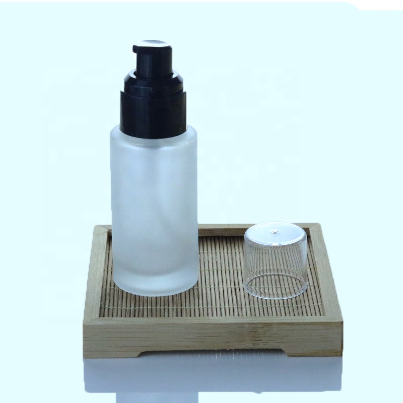 High quality 30ml 50ml 60ml Cylindrical frosted glass makeup base bottle (EPG23)
