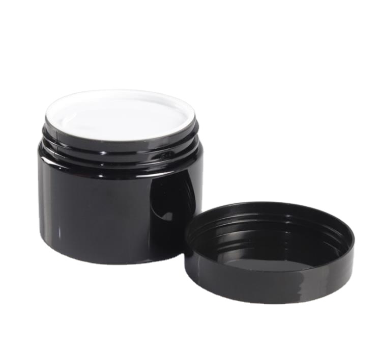High quality 30ml black plastic cosmetic container black pet cream jar  and lids