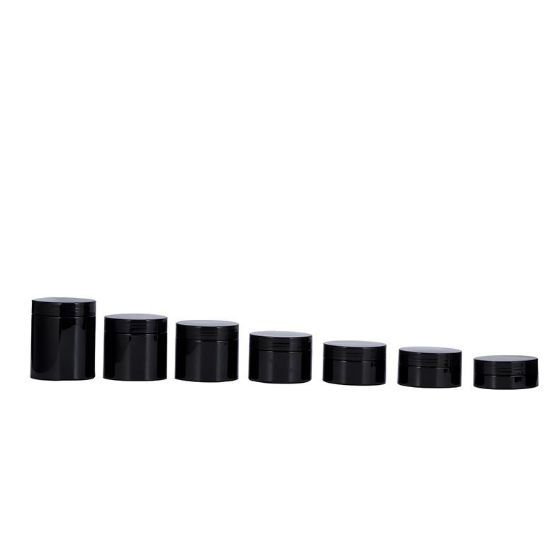High quality 30ml black plastic cosmetic container black pet cream jar and lids