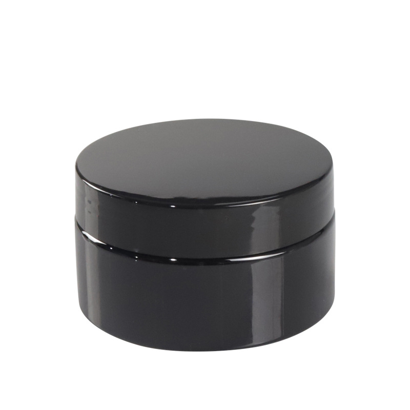 High quality 30ml black plastic cosmetic container black pet cream jar and lids
