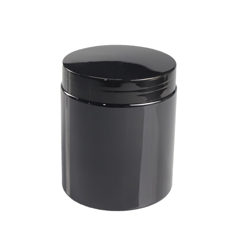 High quality 30ml black plastic cosmetic container black pet cream jar and lids
