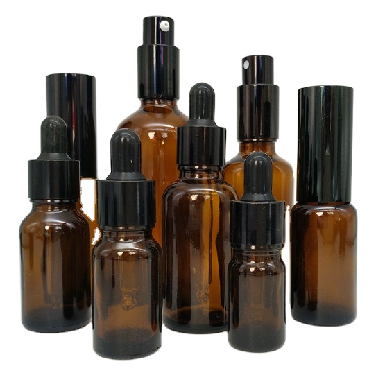 High quality 30ml clear amber glass bottle with dropper perfume spray bottle essential oil bottle
