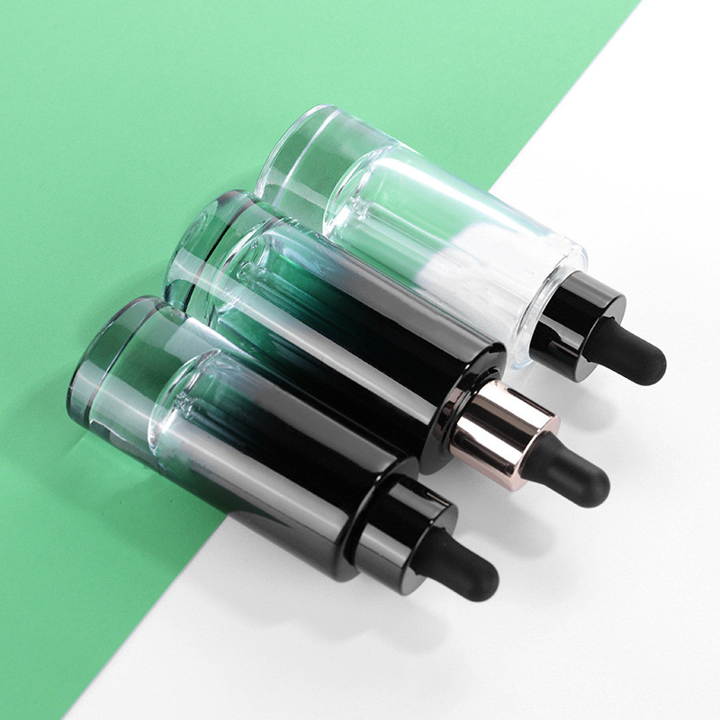 High quality 30ml  transparent thick wall and bottom round glass dropper bottles with black cap in good price