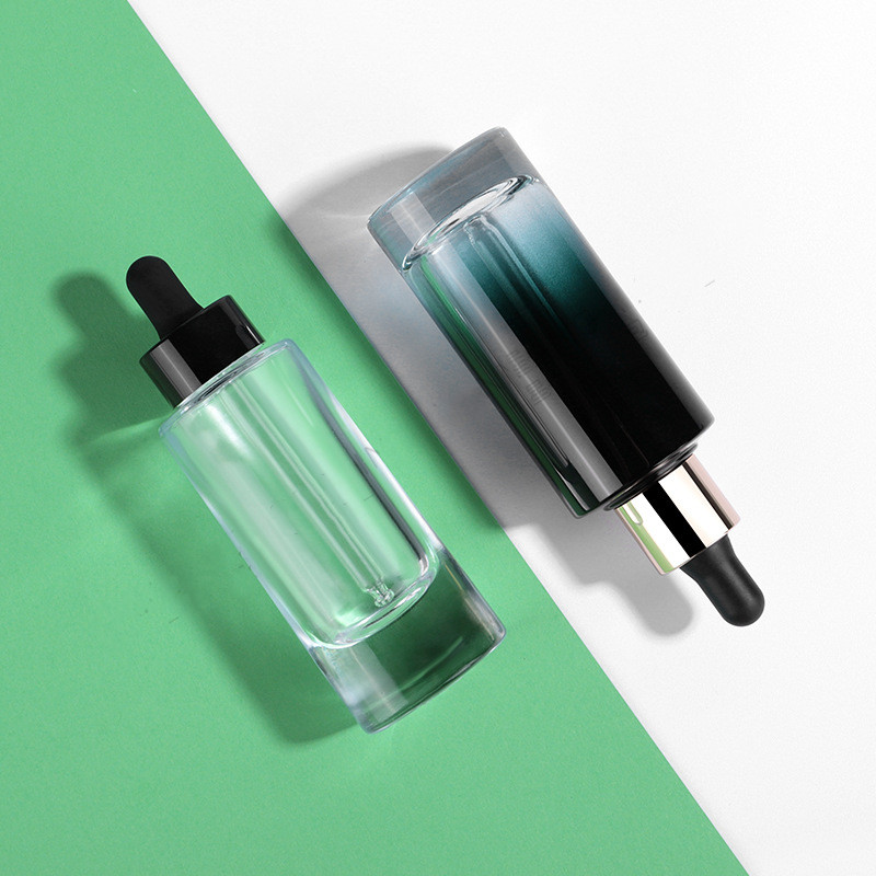 High quality 30ml transparent thick wall and bottom round glass dropper bottles with black cap in good price