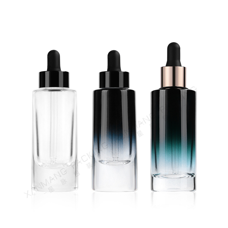 High quality 30ml transparent thick wall and bottom round glass dropper bottles with black cap in good price