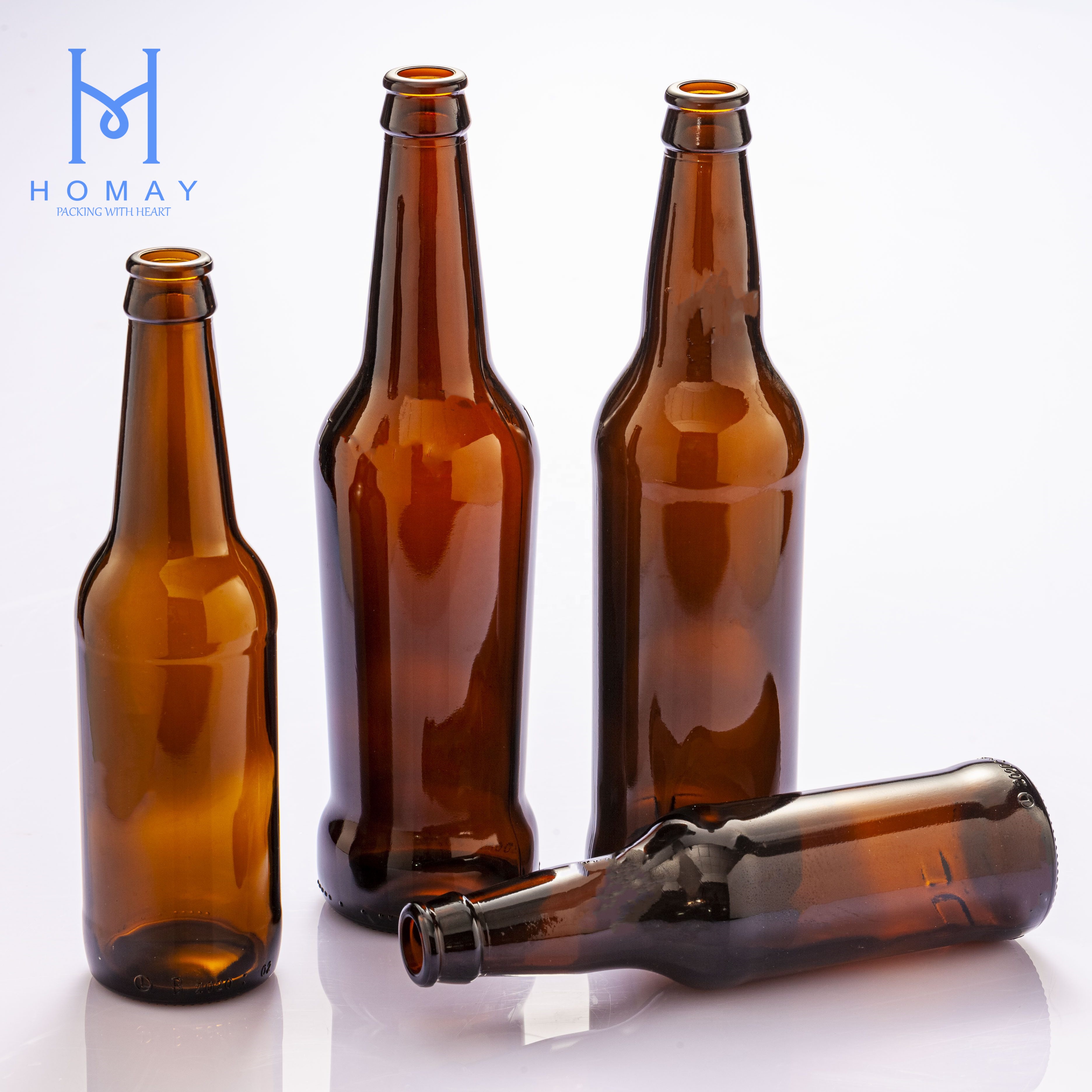 High quality 330ml 500ml amber beer glass bottles for beer