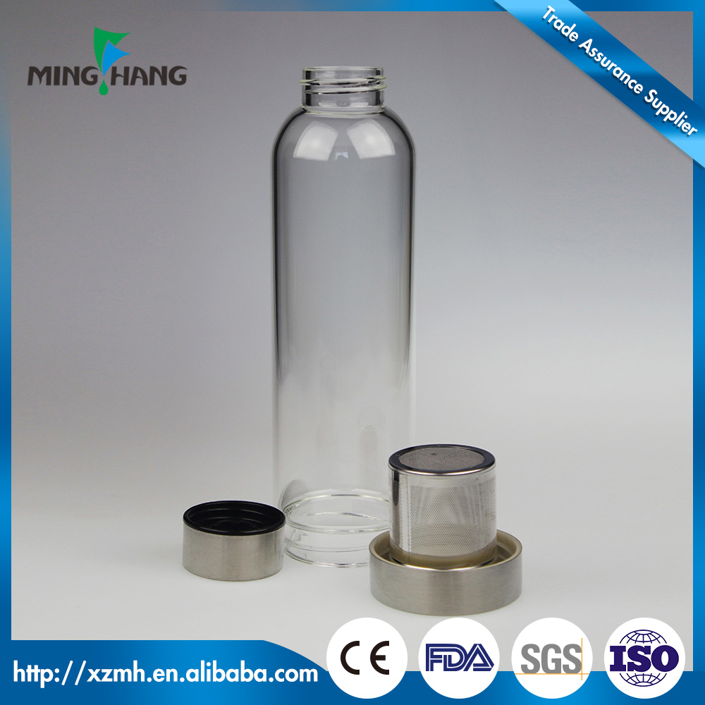 High quality 350ml 500ml borosilicate glass water bottle leakproof sport drinking water bottle with sleeve
