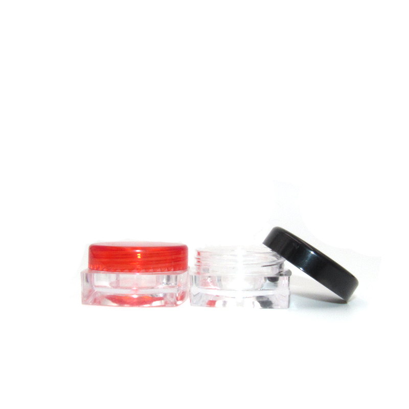 High quality 3ml 5 ml square bottom PS plastic jars mini medicine salve jar with colorful lips for option Cosmetic packaging